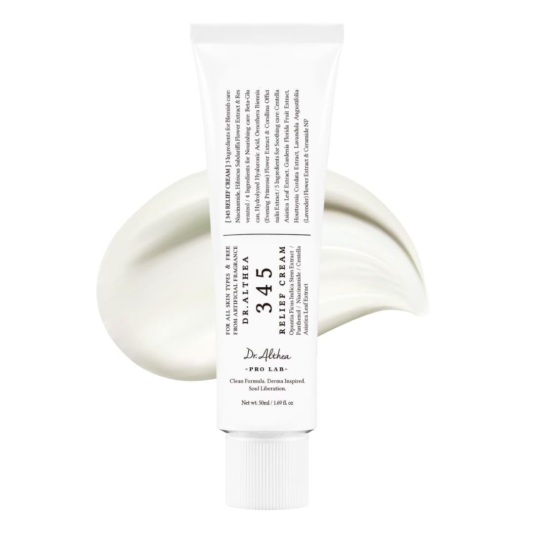 Dr.Althea 345 Relief Cream | Daily Face Moisturizer for Soothing Recovery and Blemish Care with PDRN & Niacinamide | Korean Vegan Skincare for All Skin Types | 50ml (Pack of 1)